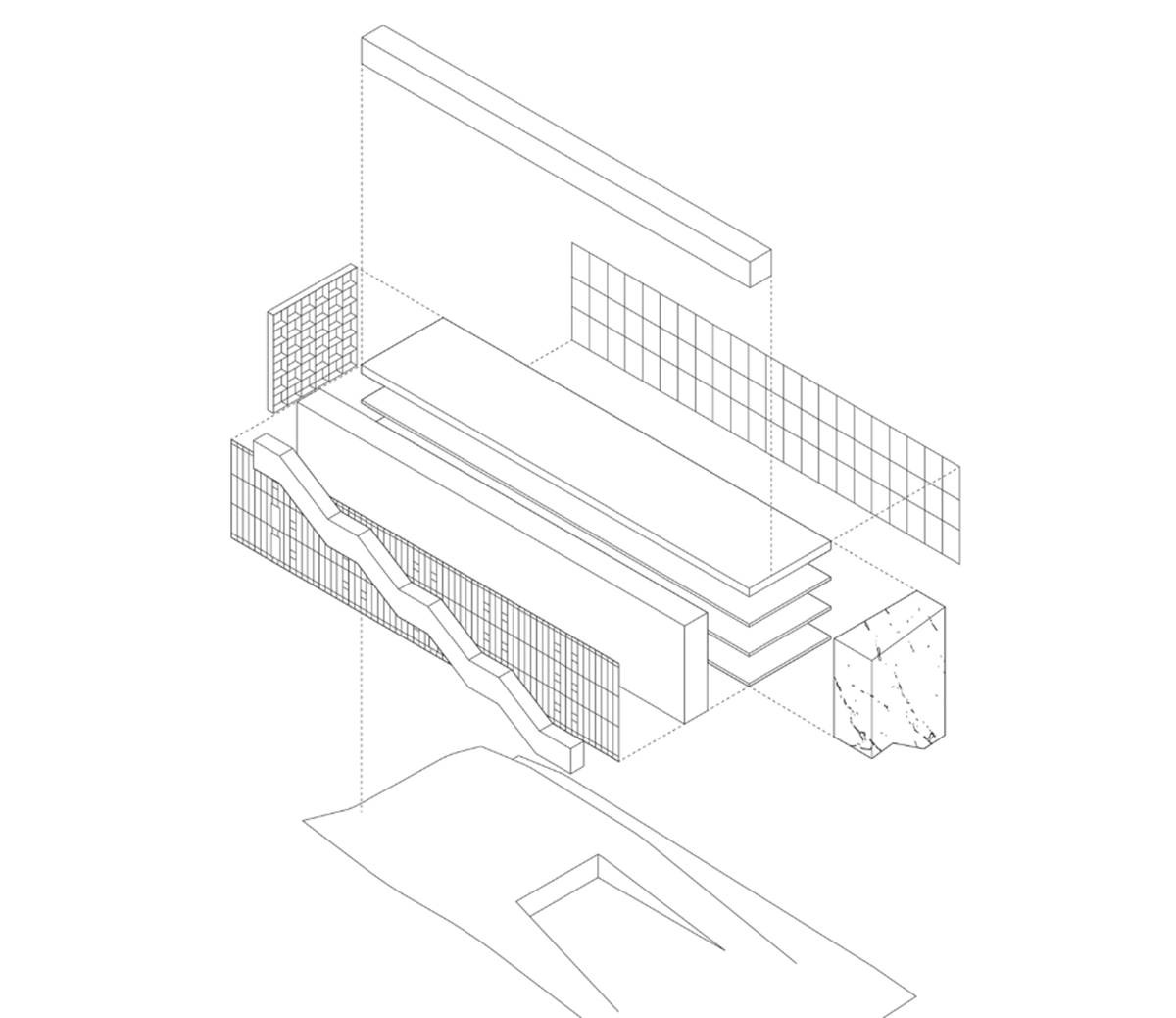 A collage of elements reflecting surroundings assembled on the facade of Office Building by SLETH