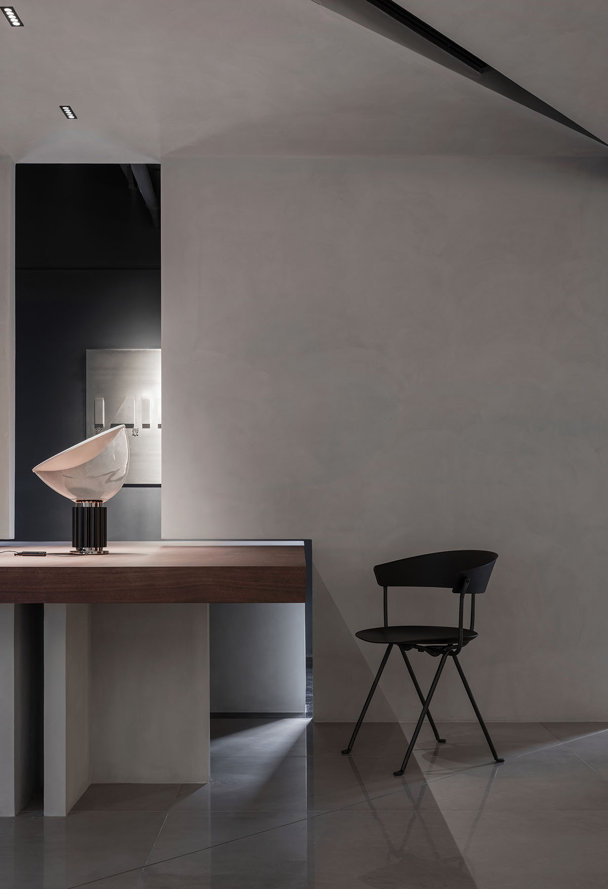 Masanori Designs' interiors include red cylinder bringing rainwater into the space