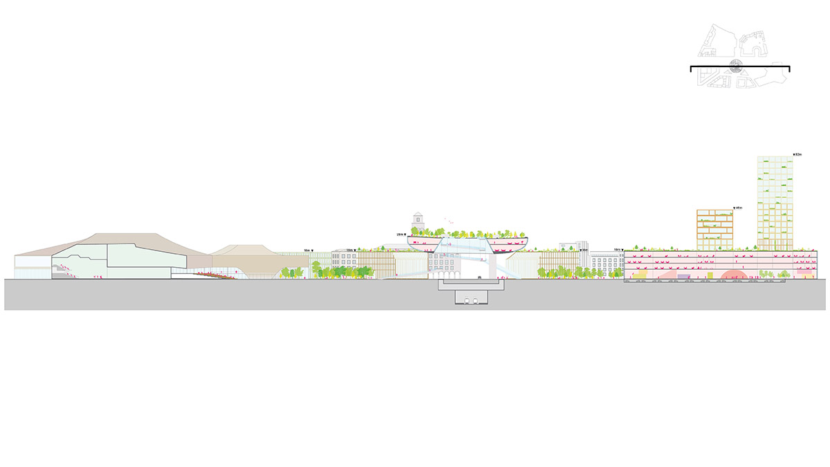 MVRDV unveils masterplan for Ettlinger Tor area which includes a reflective floating garden