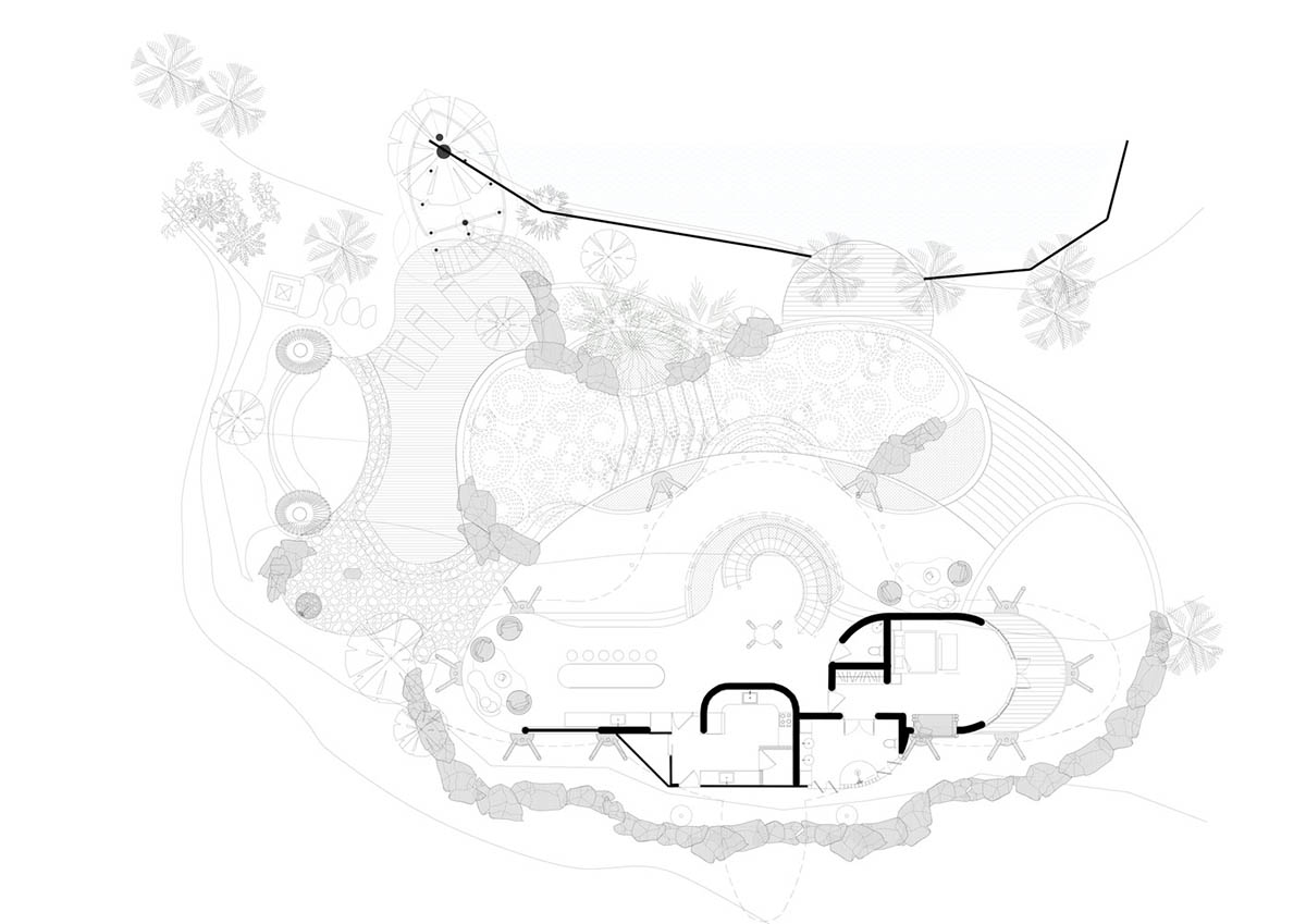 Undulating bamboo roofs wrap this wellness retreat in a lush forest of Bali