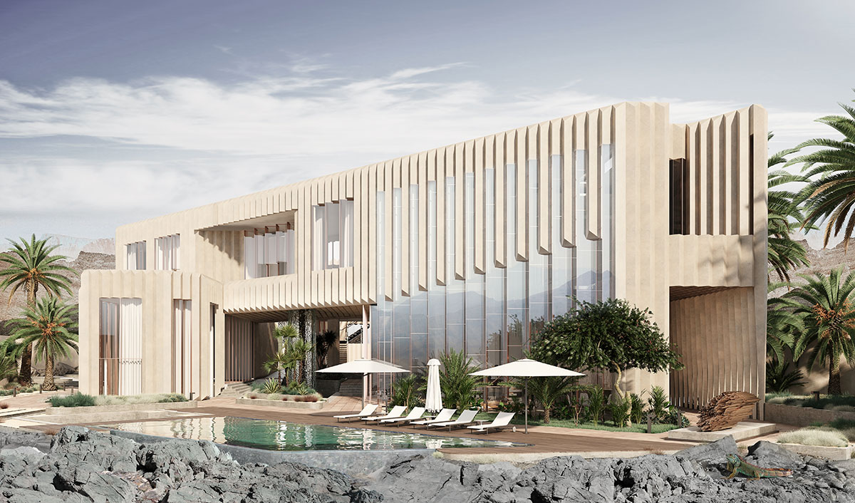 MEAN* designs retreat with sculptural limestone façade to escape from busy city life in UAE