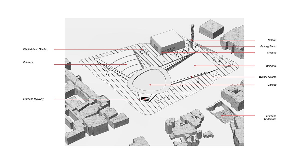 Snøhetta built a station that features a mirror-like overhang structure in Riyadh