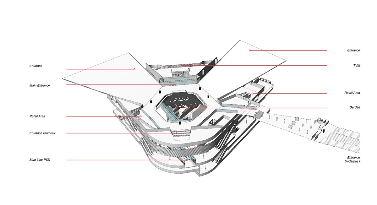 Snøhetta built a station that features a mirror-like overhang structure in Riyadh