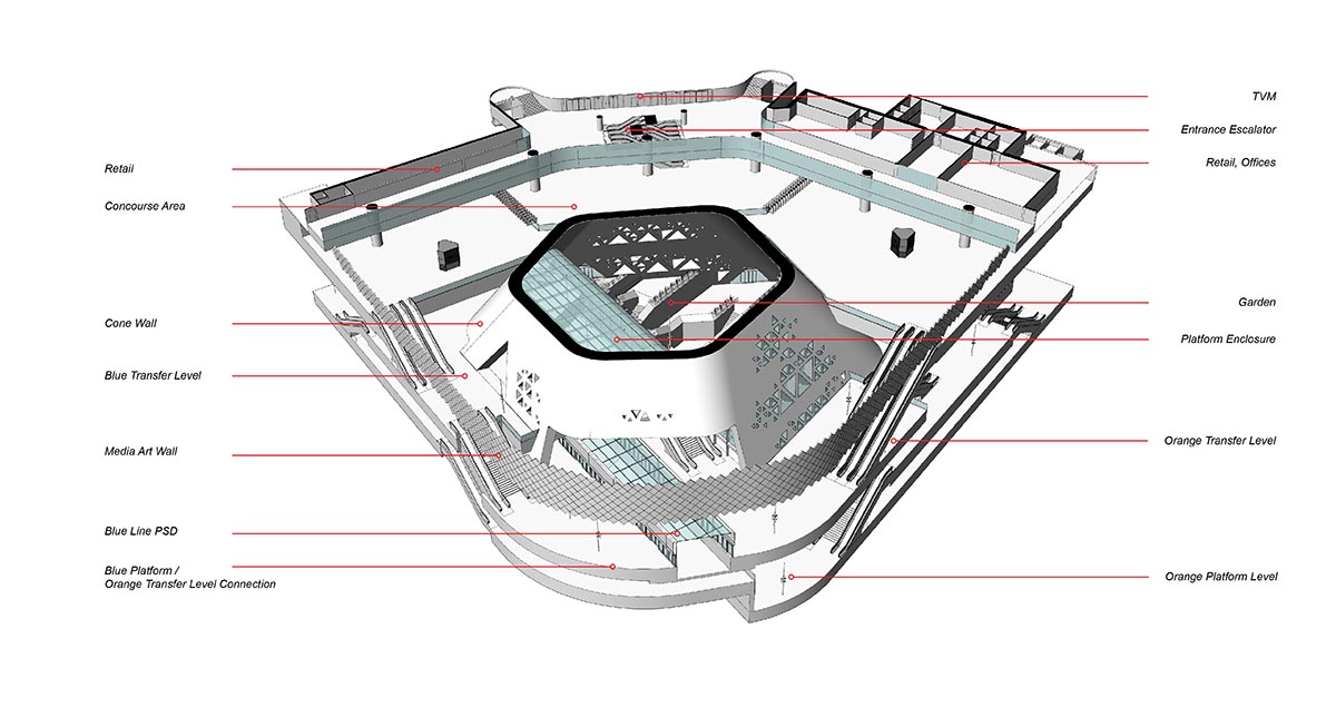 Snøhetta built a station that features a mirror-like overhang structure in Riyadh