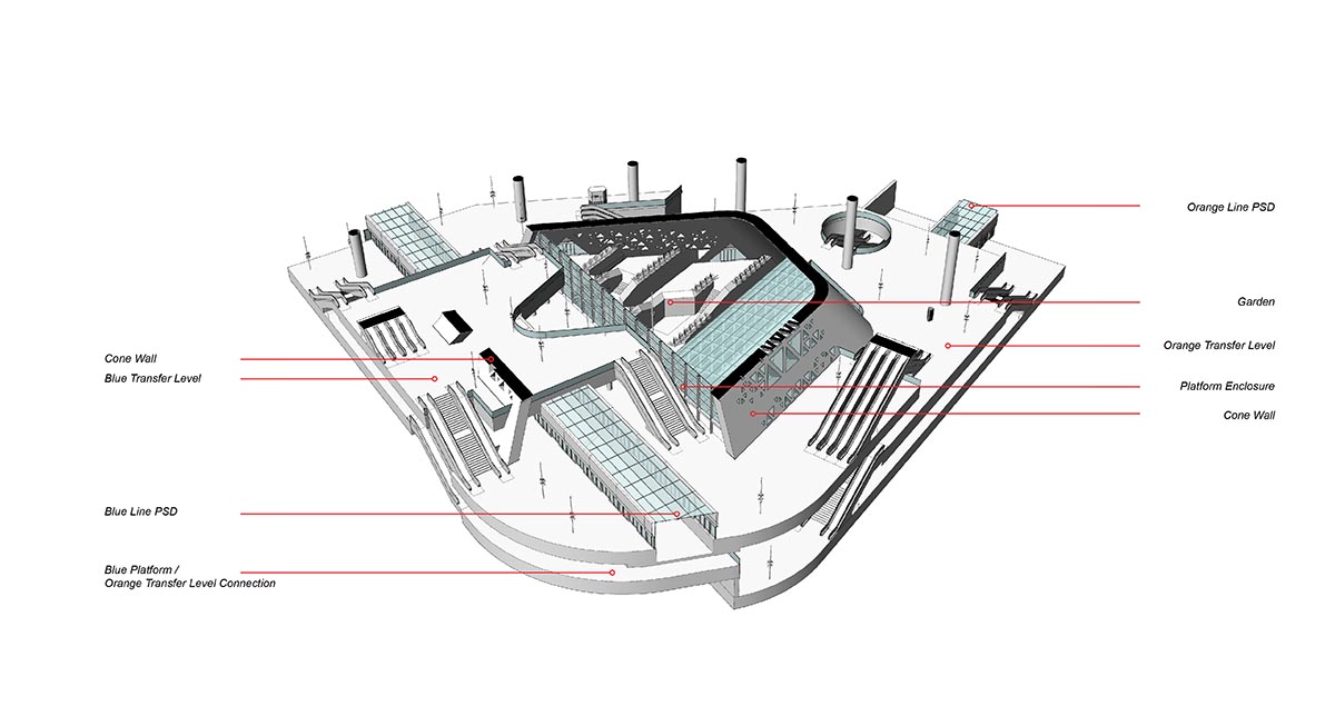 Snøhetta built a station that features a mirror-like overhang structure in Riyadh