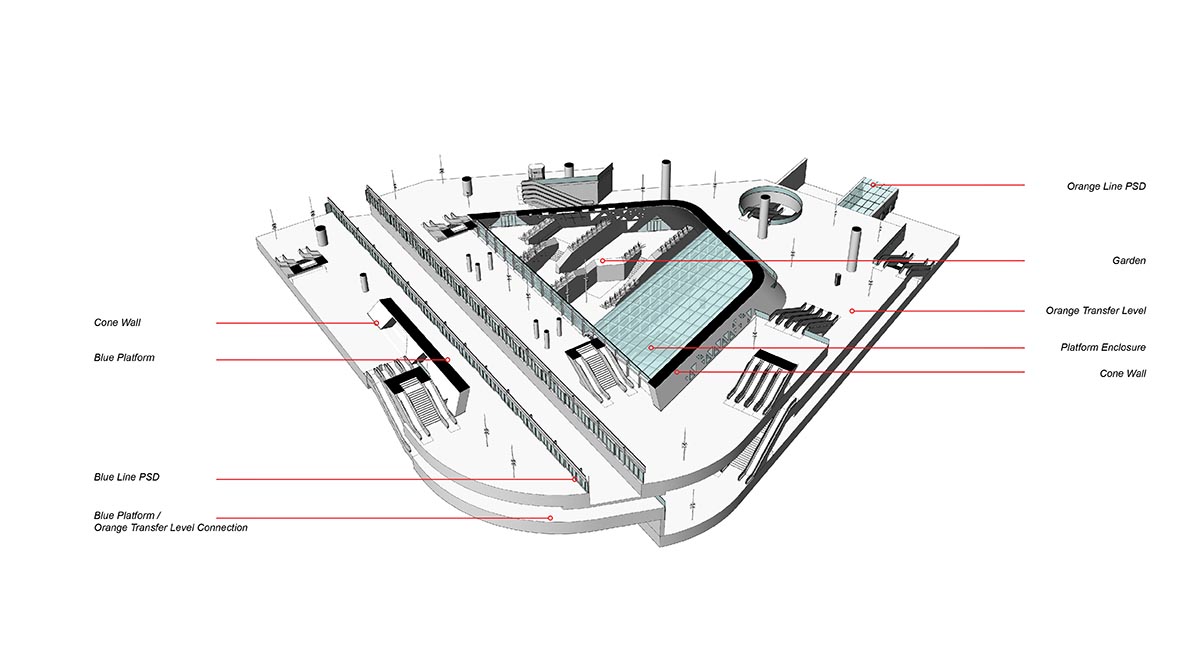Snøhetta built a station that features a mirror-like overhang structure in Riyadh
