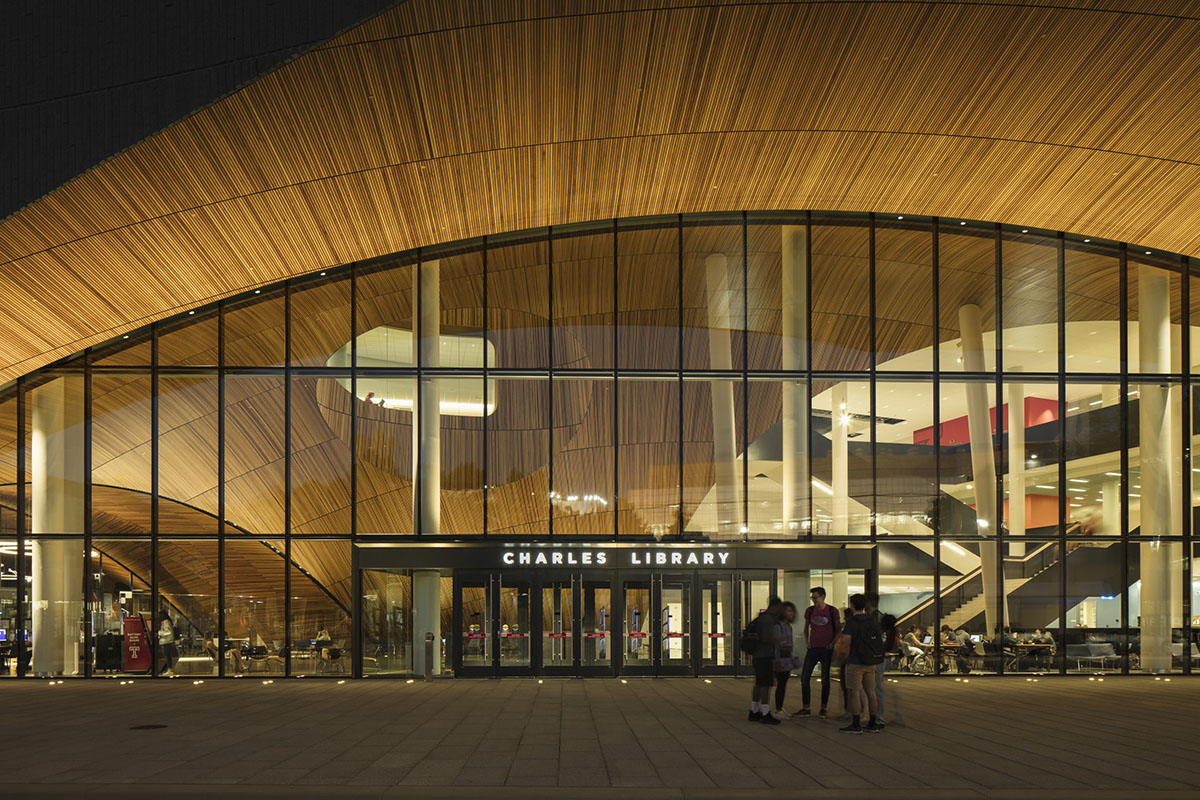 Snøhetta completes the Charles Library with grand wooden arched entrance in Philadelphia