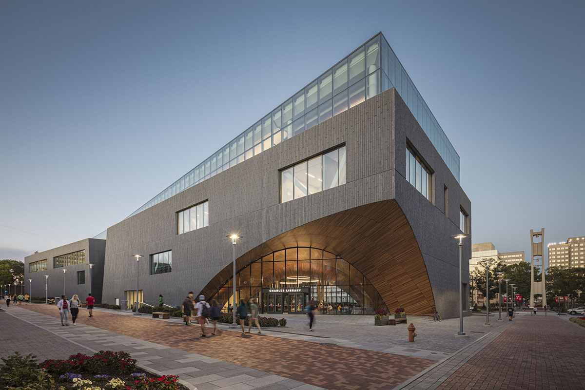 Snøhetta completes the Charles Library with grand wooden arched entrance in Philadelphia