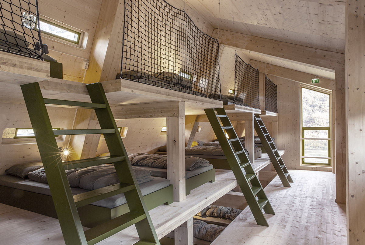 Snøhetta built pentagonal and oblique wooden cabins for hikers on the mountains of Luster