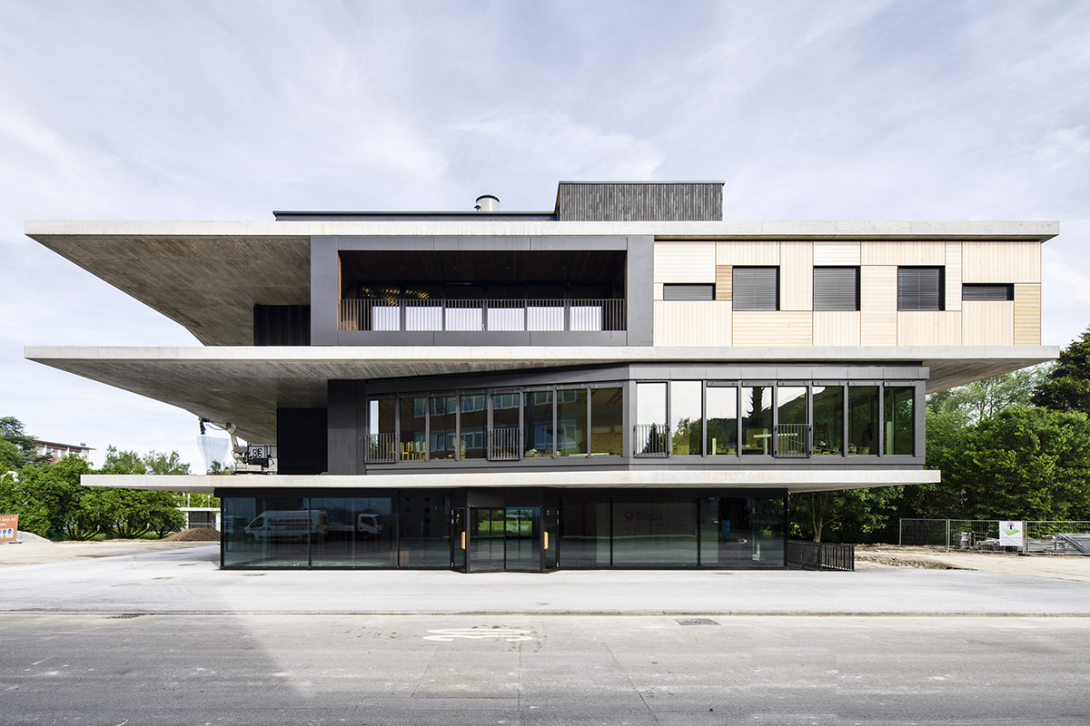 A residential module built from fully waste and recycled materials opened in Switzerland