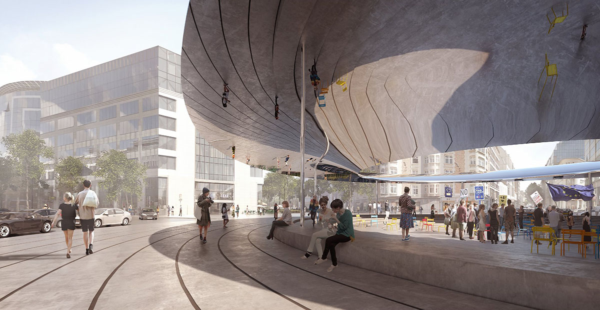 COBE transforms former roundabout into an urban agora to design entrance to EU in Brussels