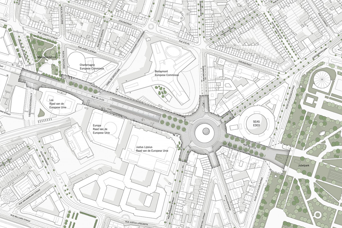 COBE transforms former roundabout into an urban agora to design entrance to EU in Brussels