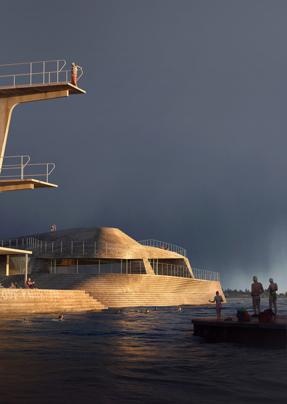 Snøhetta creates man-made, layered island to revive 1930s Norwegian Harbour Bath