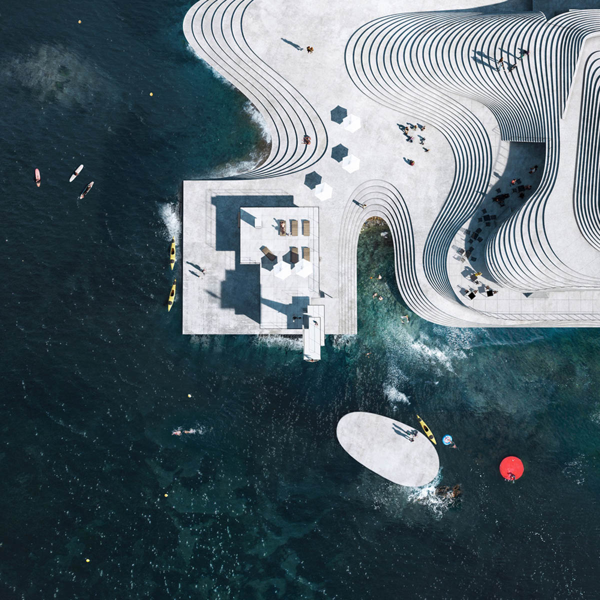 Snøhetta creates man-made, layered island to revive 1930s Norwegian Harbour Bath