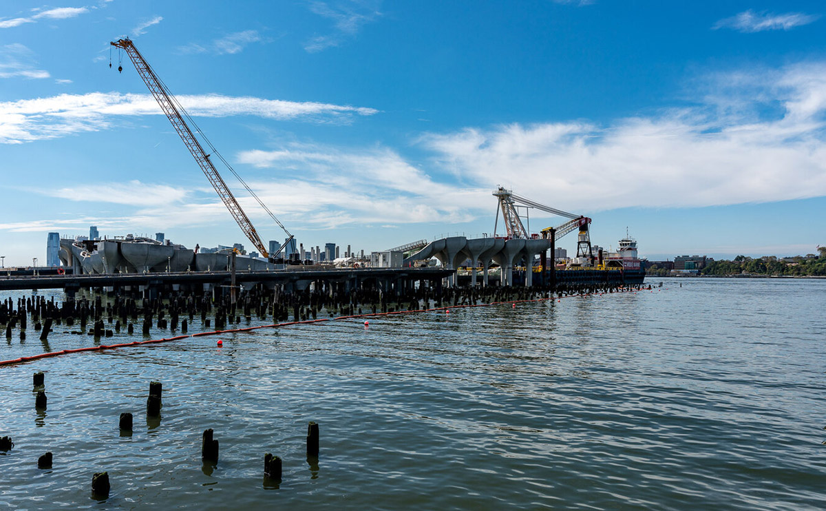 Heatherwick Studio’s Pier55 park takes shape in the Hudson River