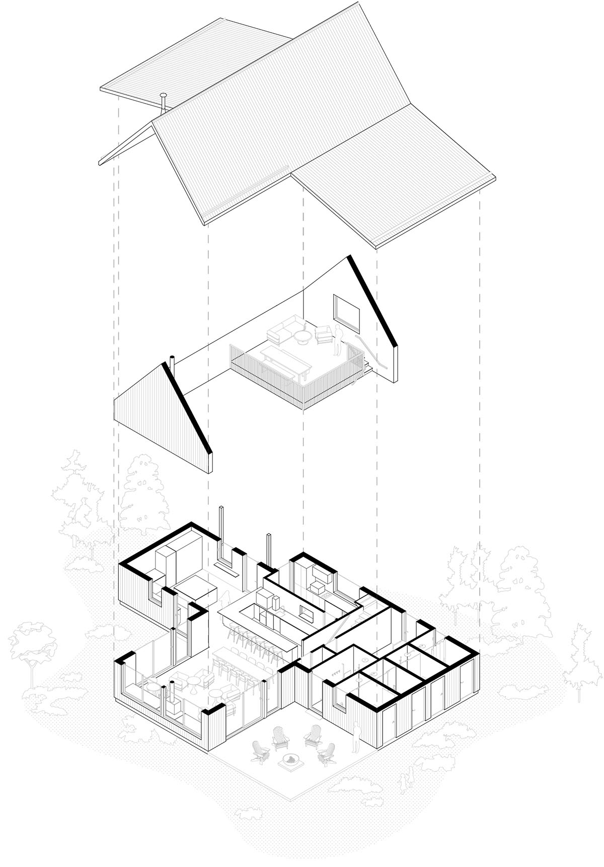 Four A-framed cabins by Atelier L'Abri captures the wild beauty of Canadian region for campers