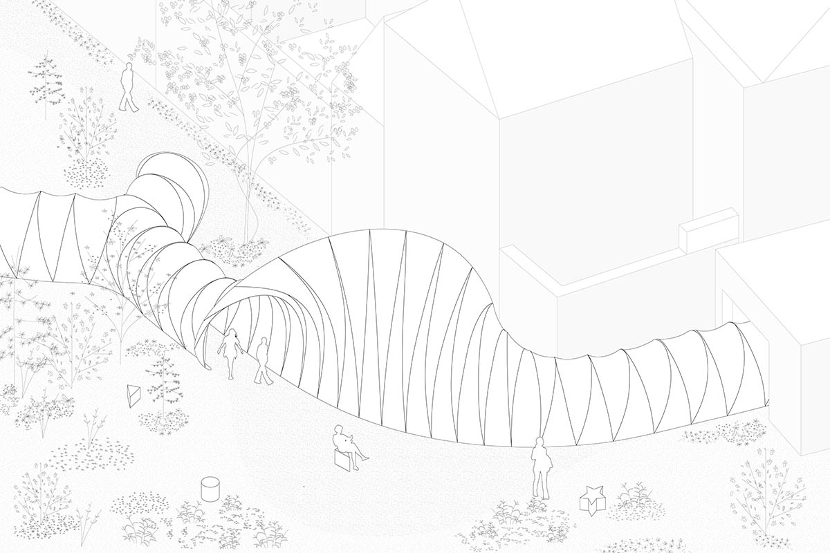 SO-IL creates passage made from 3D knit textile for Bruges Triennial 2024