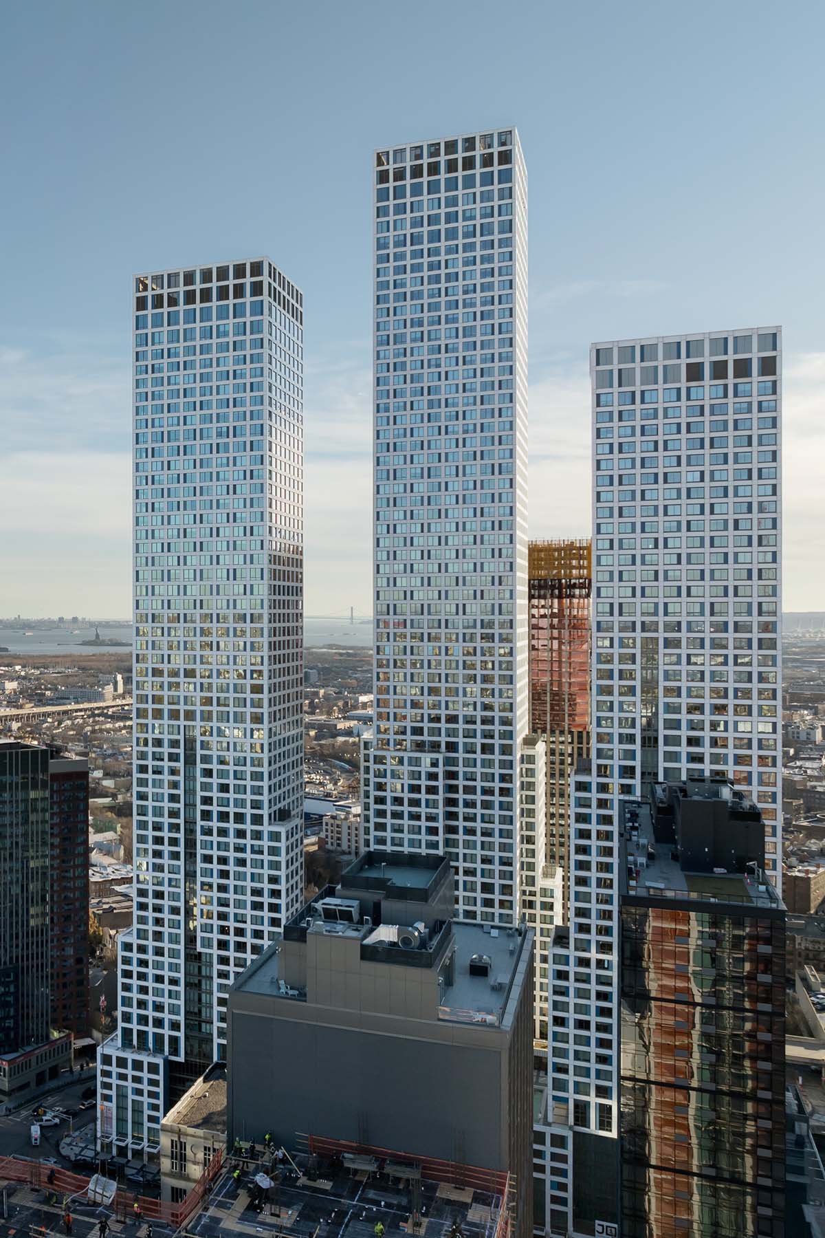 HWKN completes the third tower of Journal Squared Project with gridded façade in New Jersey