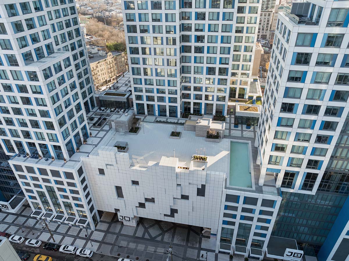 HWKN completes the third tower of Journal Squared Project with gridded façade in New Jersey