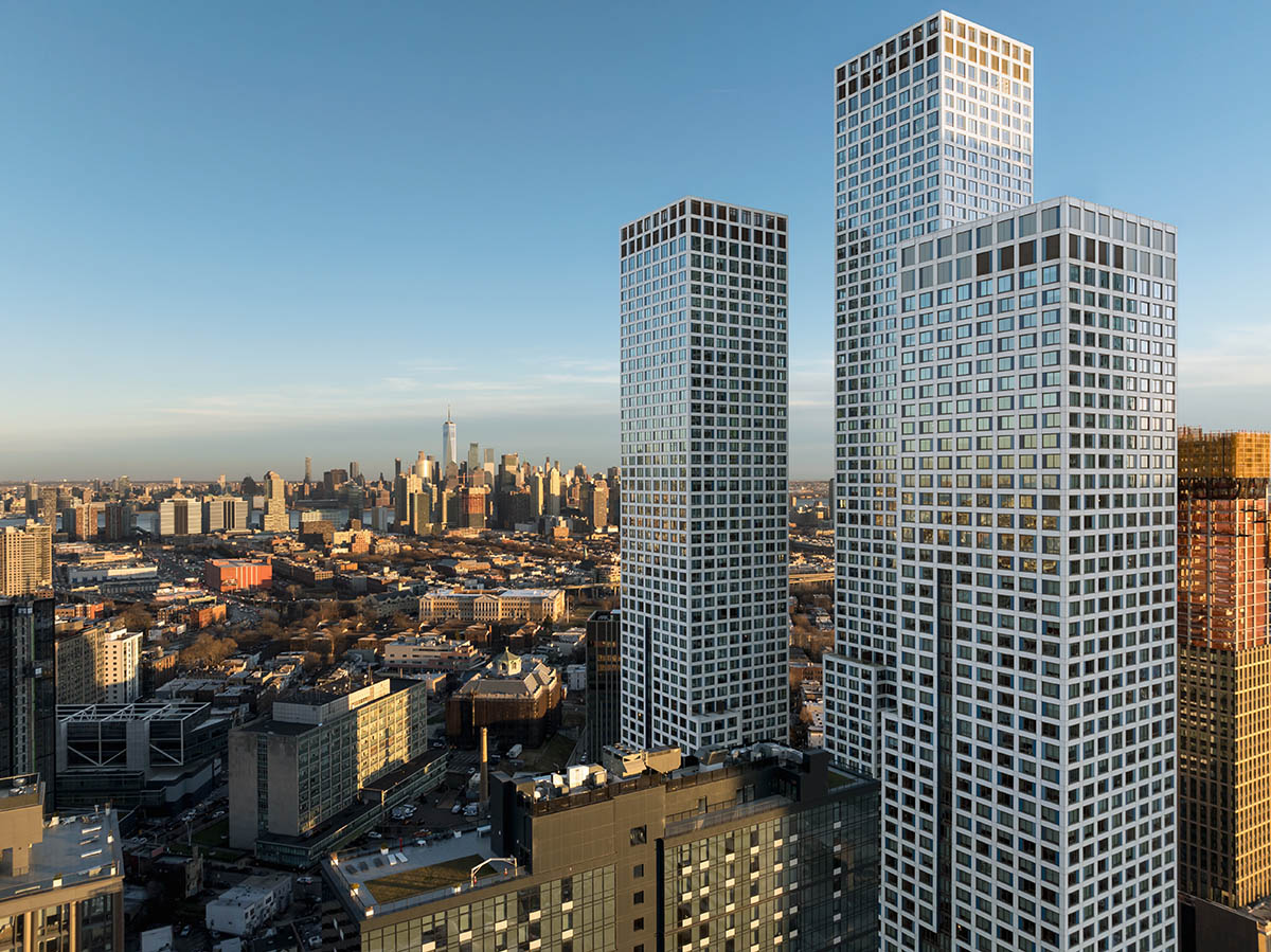 HWKN completes the third tower of Journal Squared Project with gridded façade in New Jersey