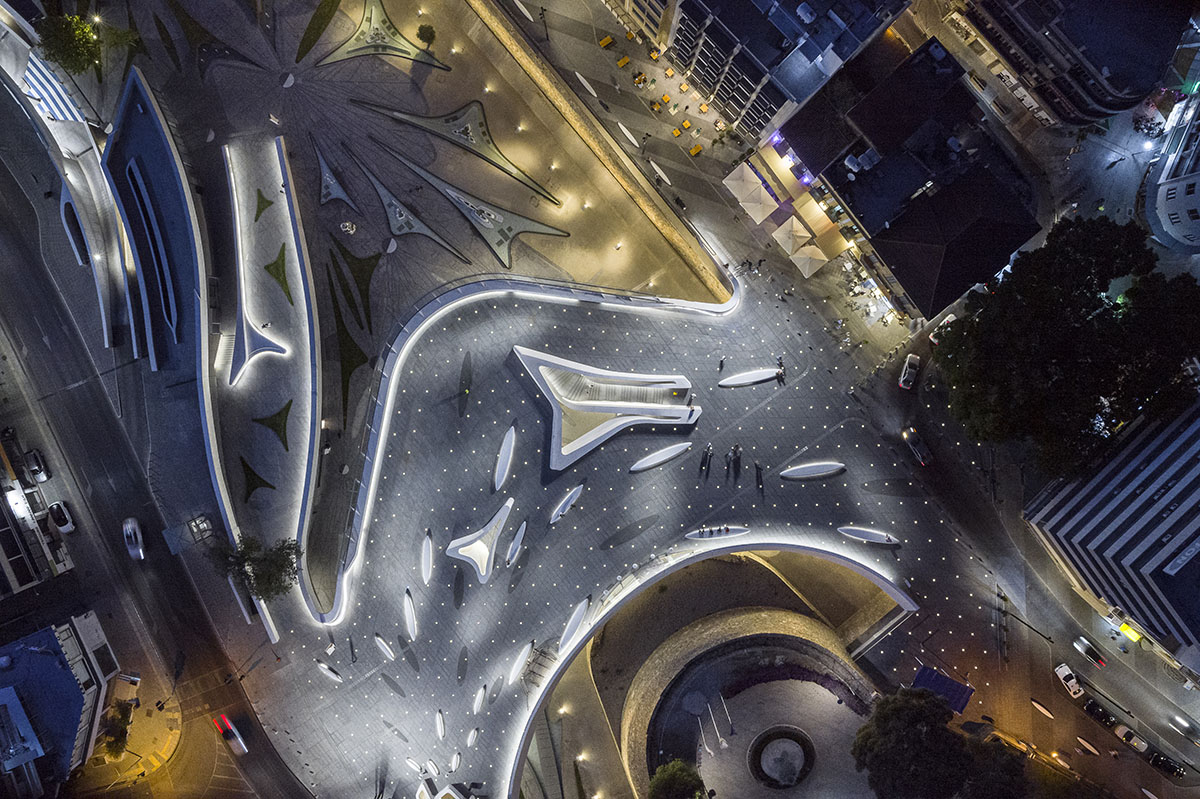 Zaha Hadid Architects designs urban park informed by fluid geometries opening the city's dry moat