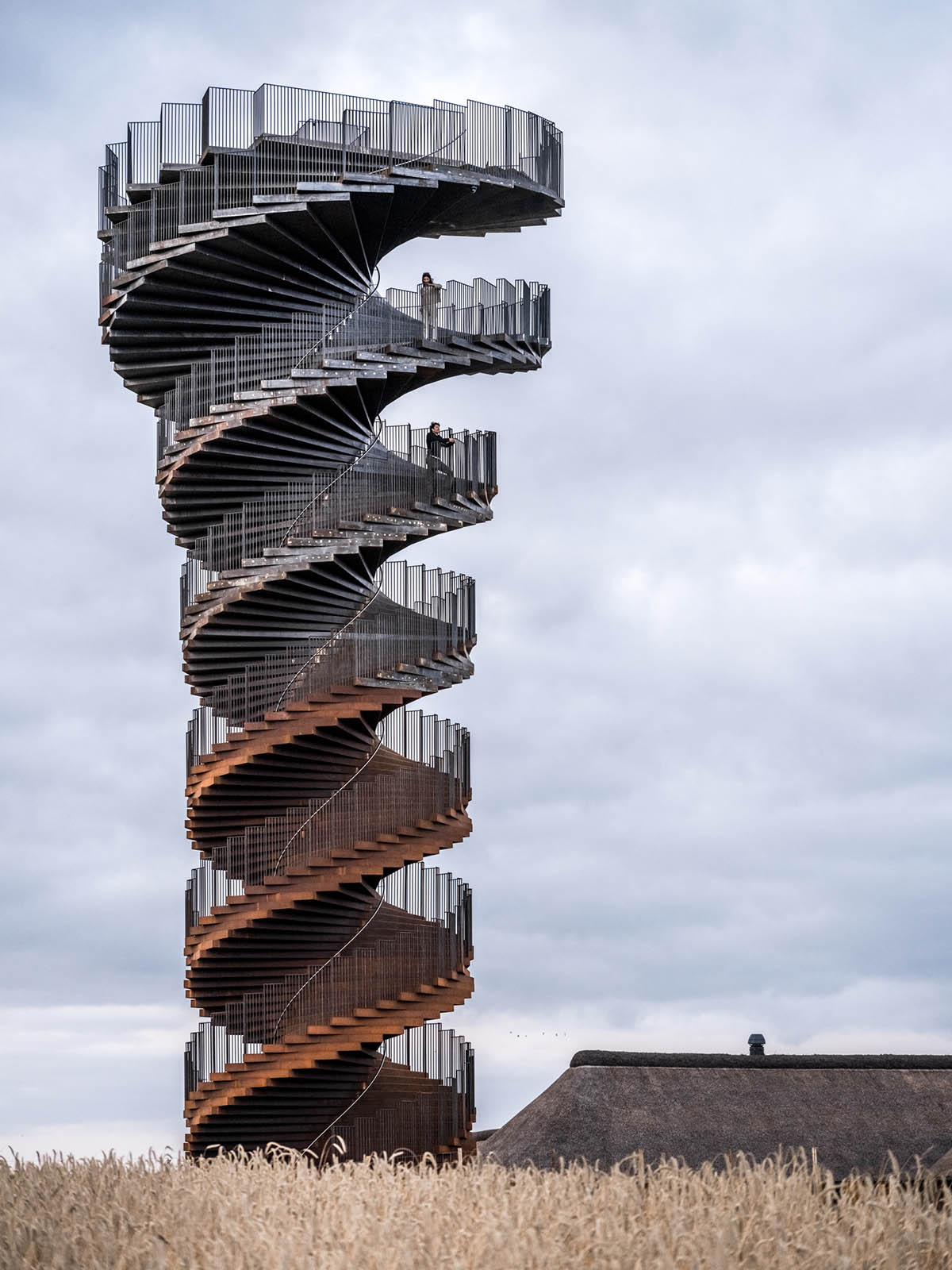 BIG completes corten steel double helix observation tower in Denmark&rsquo;s Wadden Sea National Park