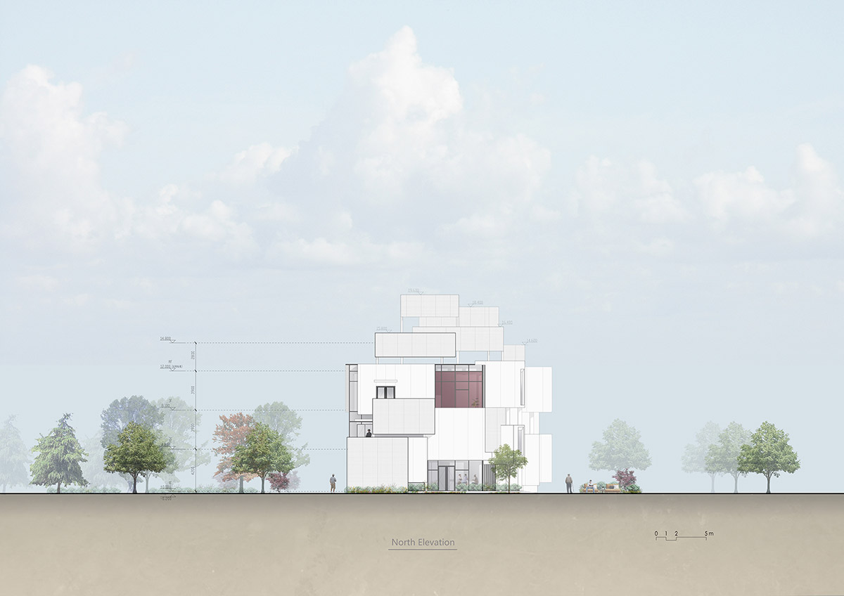 Wutopia Lab completes a Living Theatre Mount with white stacked volumes in China