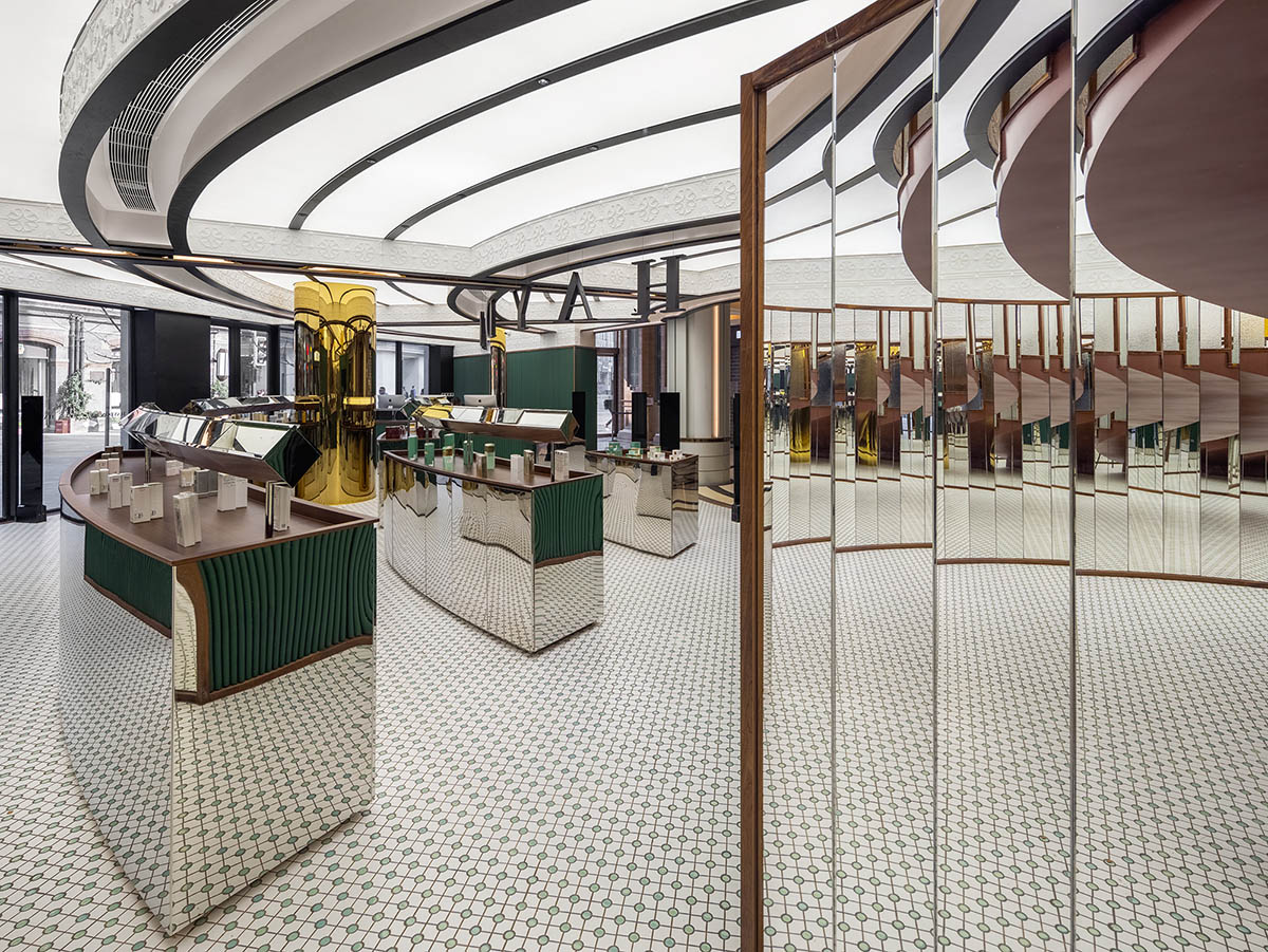Haydon Shanghai features patterned tiles and mirrored surfaces evoking Shanghai's exotic houses
