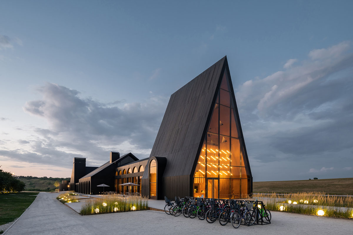 Hospitality Center is an ensemble of different black wooden buildings in Russian Lipetsk region
