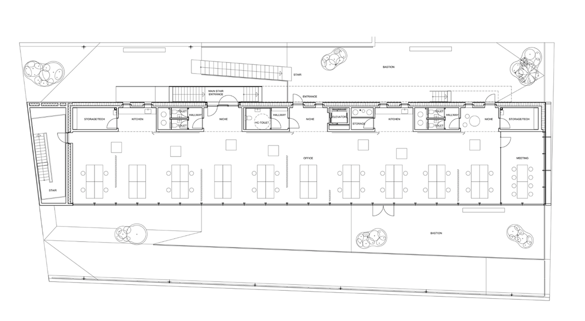 A collage of elements reflecting surroundings assembled on the facade of Office Building by SLETH