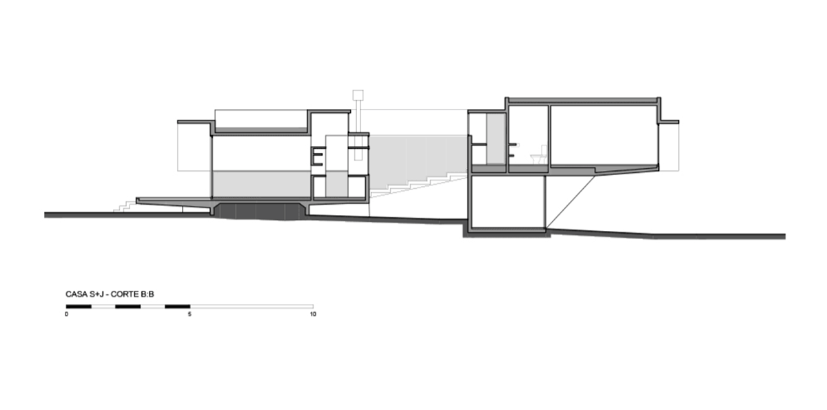 Partially open S+J family house by Luciano Kruk placed in the pine forest of Costa Esmeralda