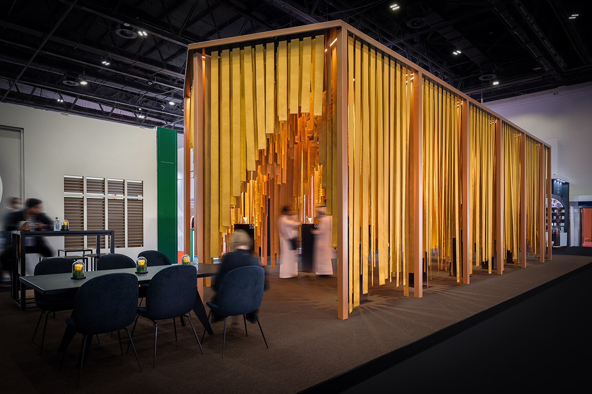 MEAN* reveals cathedral-like pavilion with lightweight fabric strips at Dubai's World Trade Center