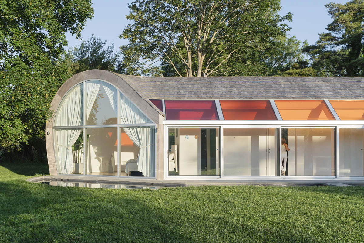 nea studio's cocoon-shaped residence in Long Island acts as a