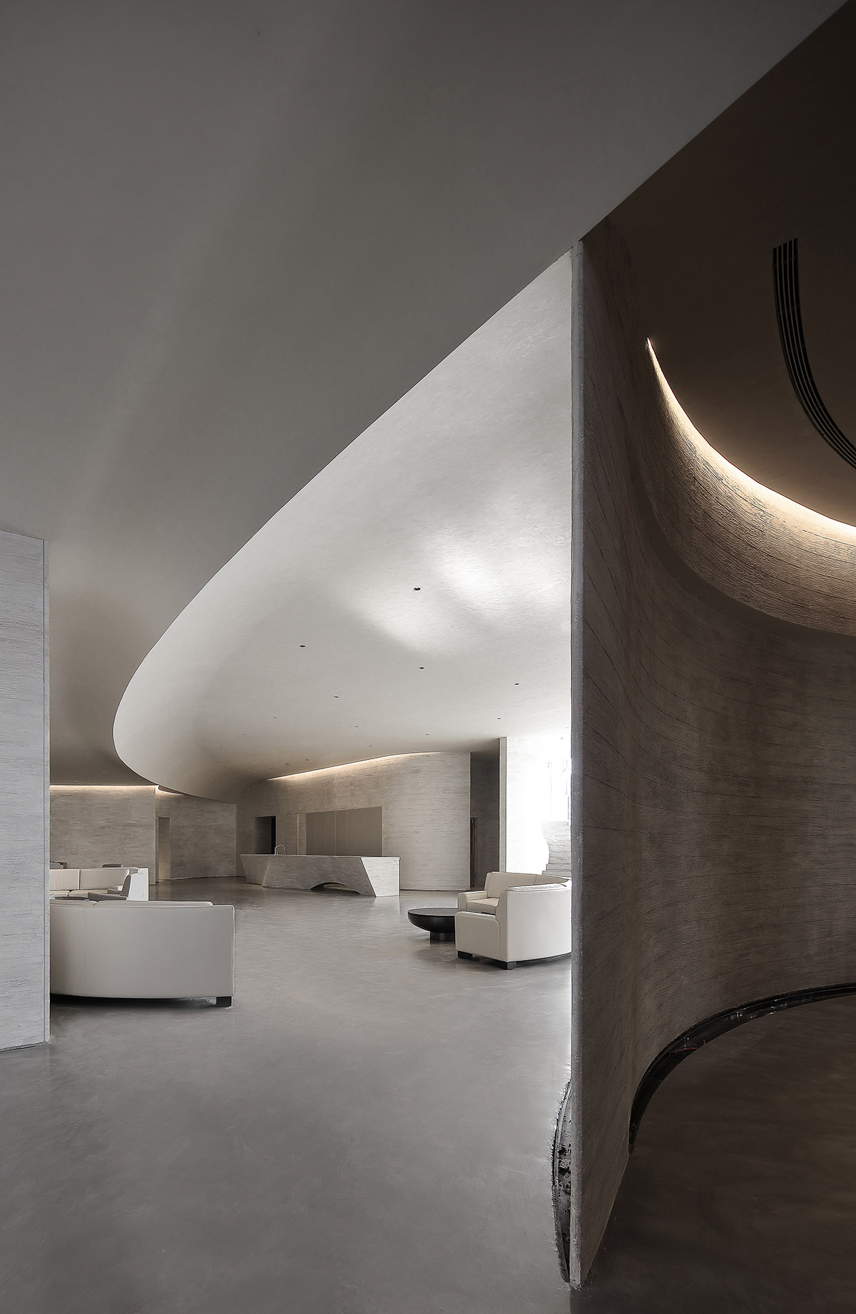 Waterfrom Design's art space features flowing walls to create