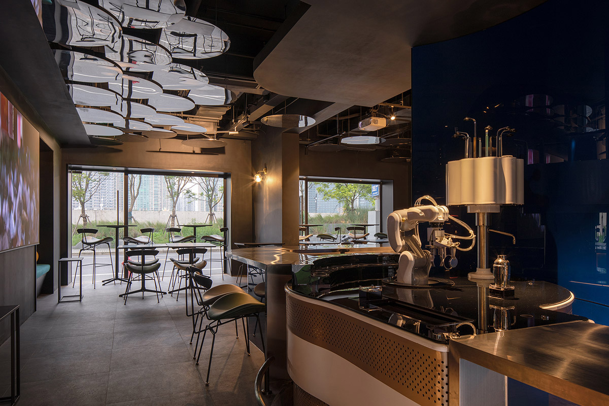 o&o studio completes MOONCRAFT bar with dark interior in Shanghai