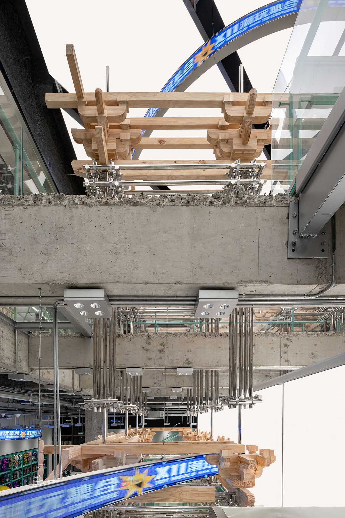 BloomDesign combines stainless steel tubes with timber joints to create retail store in China 