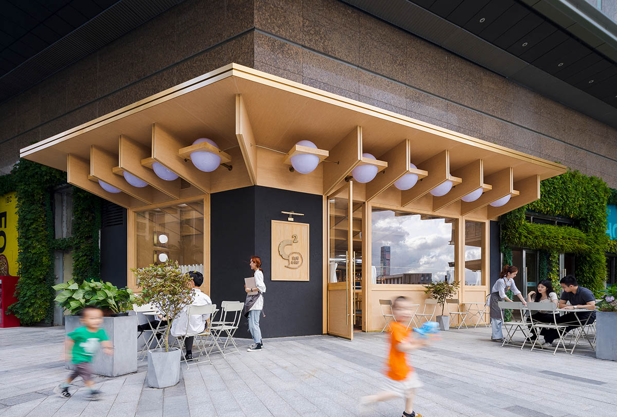 Various Associates completes C² Cafe & Bar in Shenzhen with wooden ceiling details