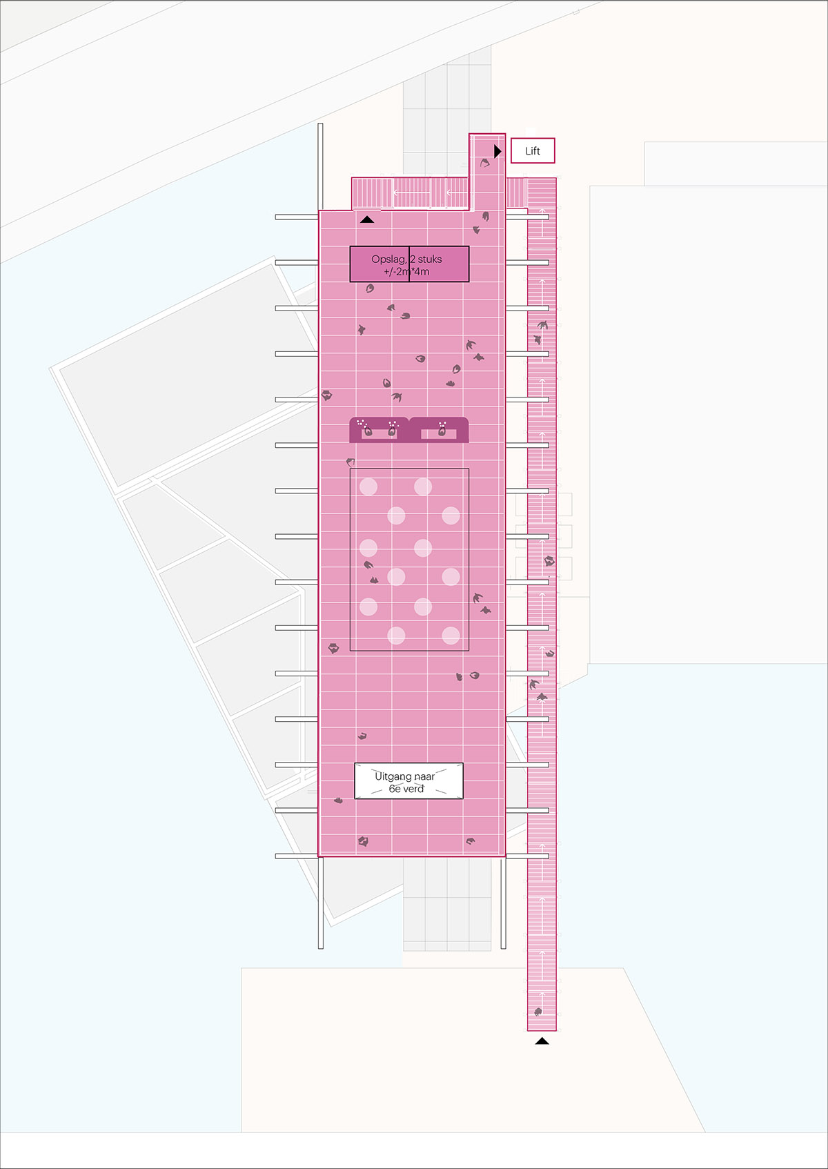 MVRDV designs pink-colored staircase and stage on the roof of Het Nieuwe Instituut