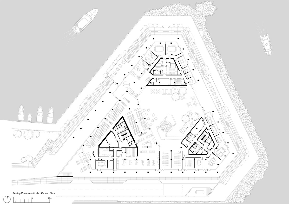 Foster + Partners completes Ferring Pharmaceuticals with cantilevered roof canopy in Copenhagen