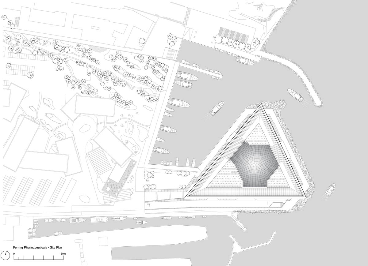 Foster + Partners completes Ferring Pharmaceuticals with cantilevered roof canopy in Copenhagen