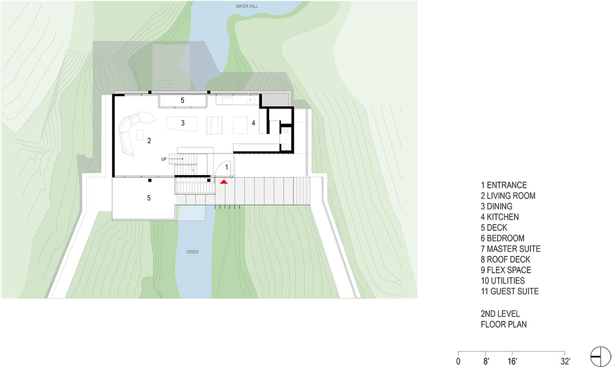 Fougeron Architecture suspends fully glazed house on a creek in California hills