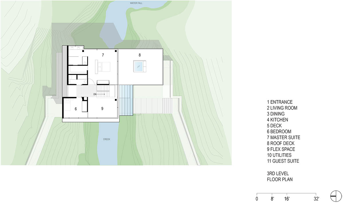 Fougeron Architecture suspends fully glazed house on a creek in California hills