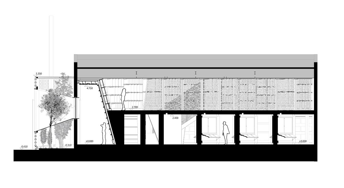 Atelier Alter converts old storage space into a stone archive using thousands of 10cm stone cubes
