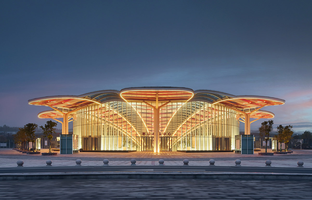 Shanghai United Design Group designs service center inspired by pomegranate flower in Zaozhuang