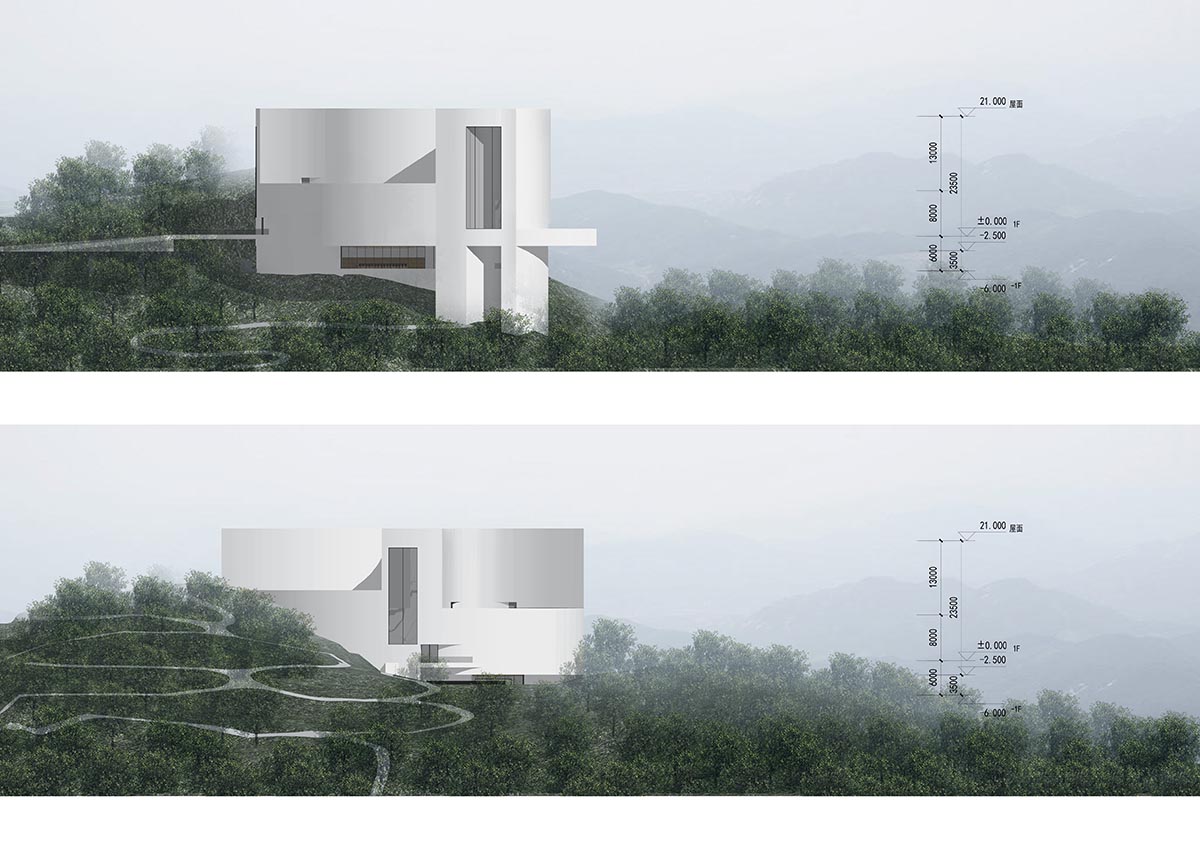 Three curved walls intersect each other to create exhibition center by Tanghua Architects 