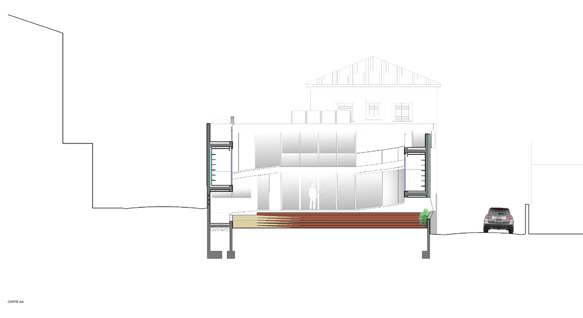 Antonio Costa Lima designs continuous inner gallery in Portugese house to overcome windowless fa&ccedil;ade