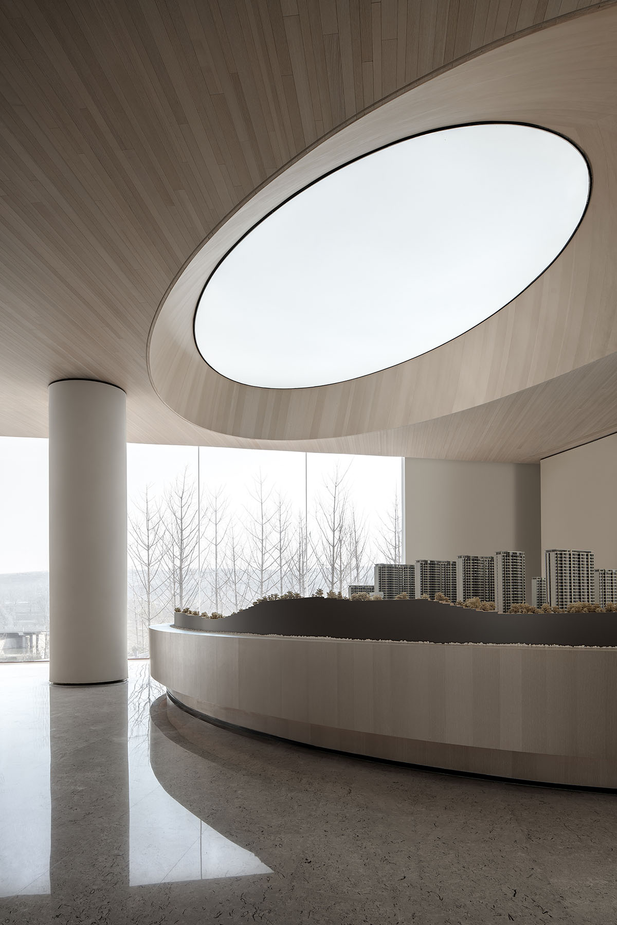 ONE-CU Interior Design Lab completes interiors of Xi'an Vanke - View Lake Sales Center in China