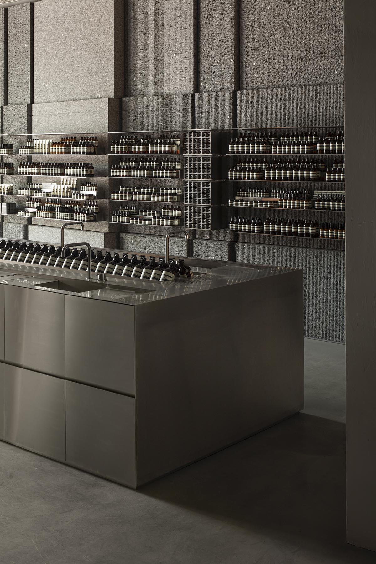 Snøhetta's new interior space for Aesop in Sydney refers to monolithic scale of a stone quarry