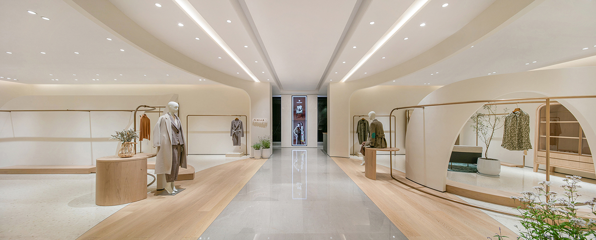 JYDP designs retail space with warm tones and curved walls in Shanghai