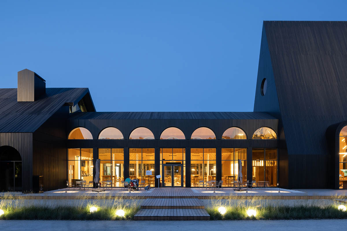 Hospitality Center is an ensemble of different black wooden buildings in Russian Lipetsk region